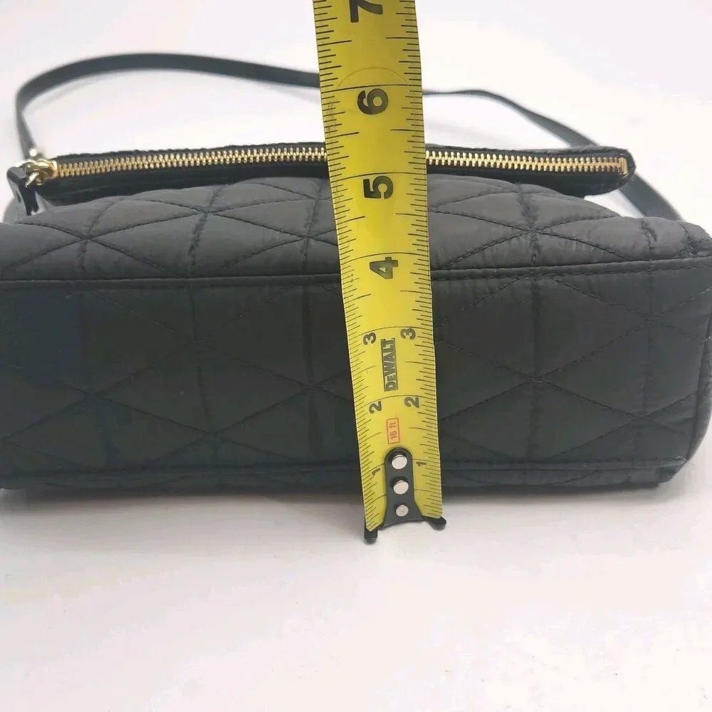 Kate Spade Purse Black Quilted Nylon Crossbody Shoulder Bag Flap Zip Top Small